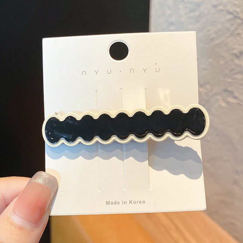Black and White Checkerboard Hairpin Seamless Hairpin Broken Hair Bangs Side Clip Female Korean Duck Bill Clip One-word Clip