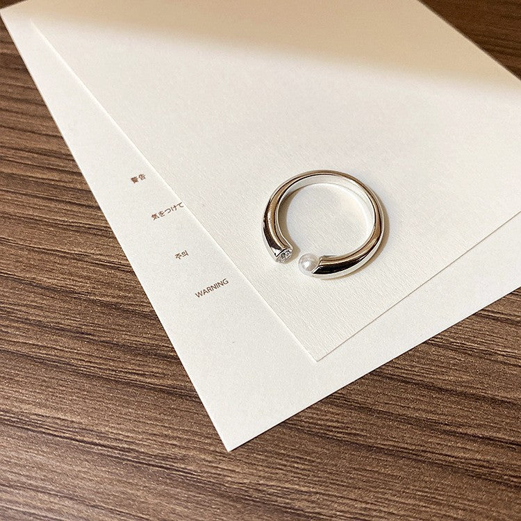 Korean Version of S925 Sterling Silver Niche Design Irregular Simple Plain Ring Female Stacking Wearing Hipster Ring Cold Wind