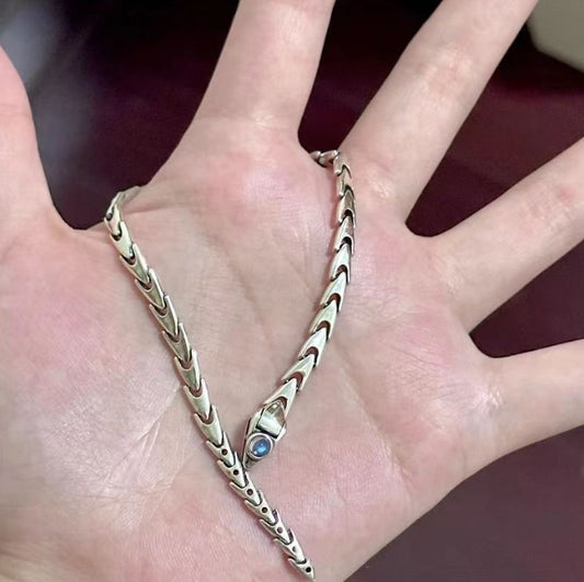 Blue Moonlight Serpentine Heavy Metal Bracelet Super Cool Light Luxury Personality Niche Design Temperament Versatile Fashion Bracelet
