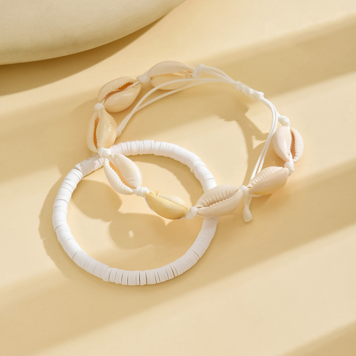 European, American Bohemian Style Anklet Beach Beach Vacation Wind Soft Pottery Conch Creative Anklet Two-piece Set