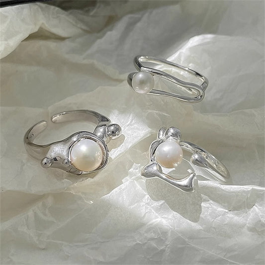 Pearl Ring Women's Irregular Niche High Sense Retro Index Finger Ring Fashion Light Luxury Versatile Ring