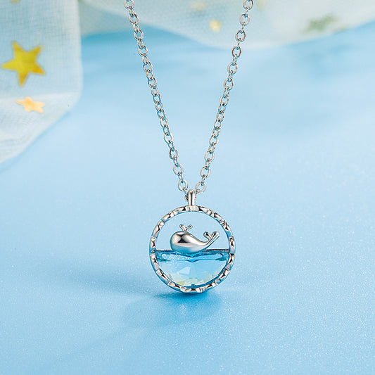 [Whale Born with You] Whale Sterling Silver Necklace, Women's Light Luxury Niche High-end Fish Tail Collarbone Chain, Gift for Girlfriends