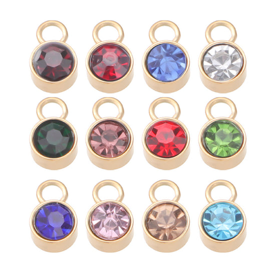 Europe and The United States Hot-selling Stainless Steel Gold Rose Gold Black 6mm Birthstone Jewelry Accessories DIY Pendant Pendant Wholesale