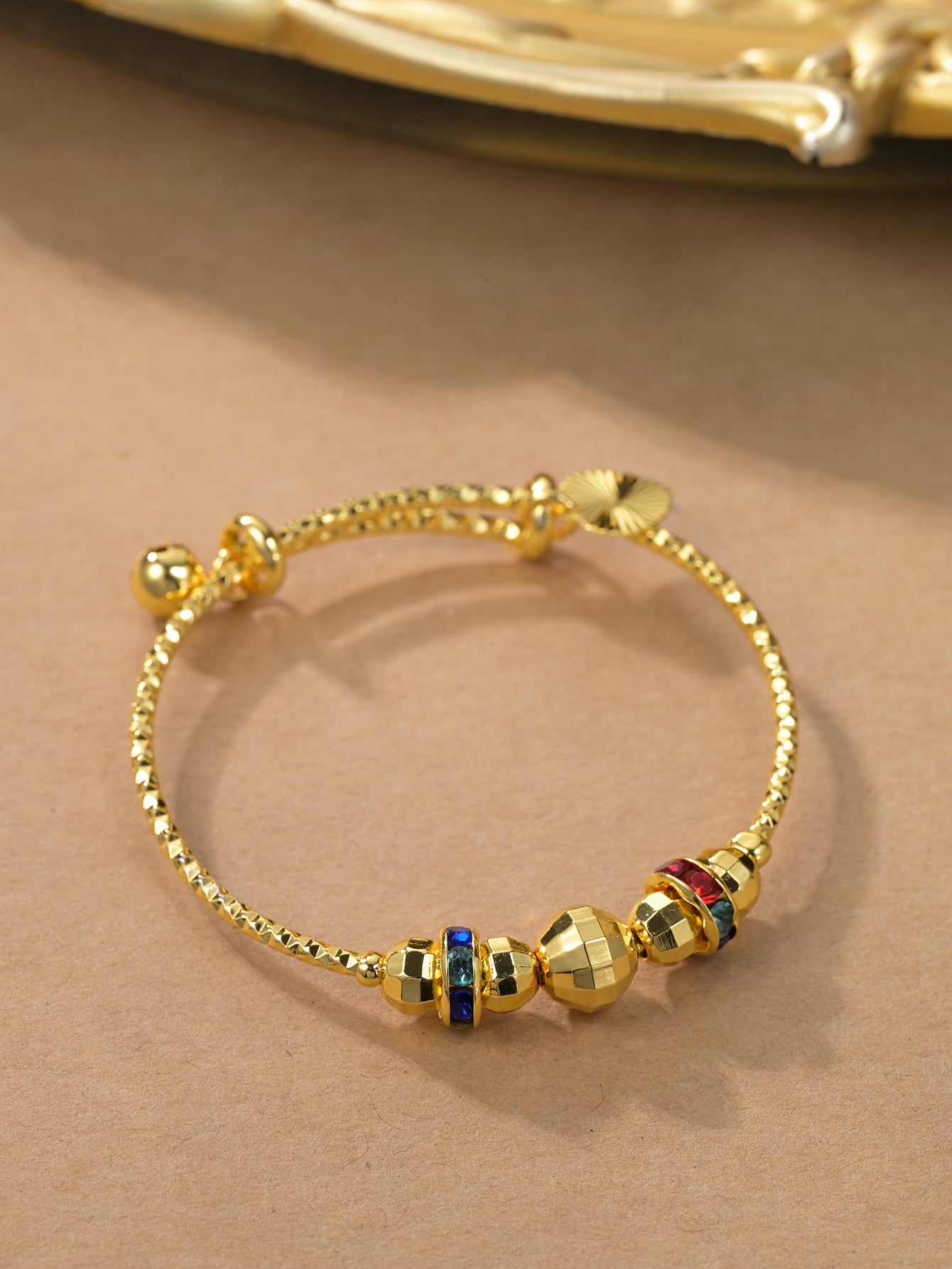Children's Jewelry Gold Push-Pull Beaded Bracelet
