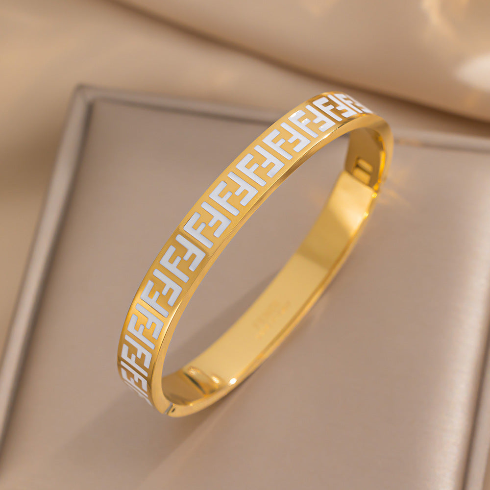 F Letter Gypsy Star Bracelet Women's Light Luxury Classic Retro Brass Bracelet