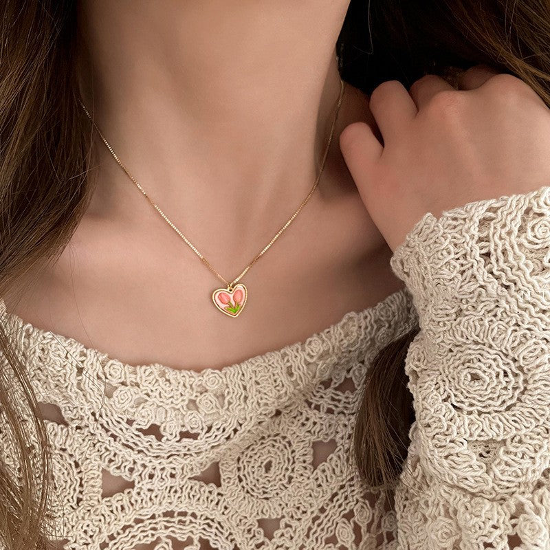 925 Silver Love Necklace Women's Summer High Sense Design Sense Niche Light Luxury Collarbone Chain Neck Chain