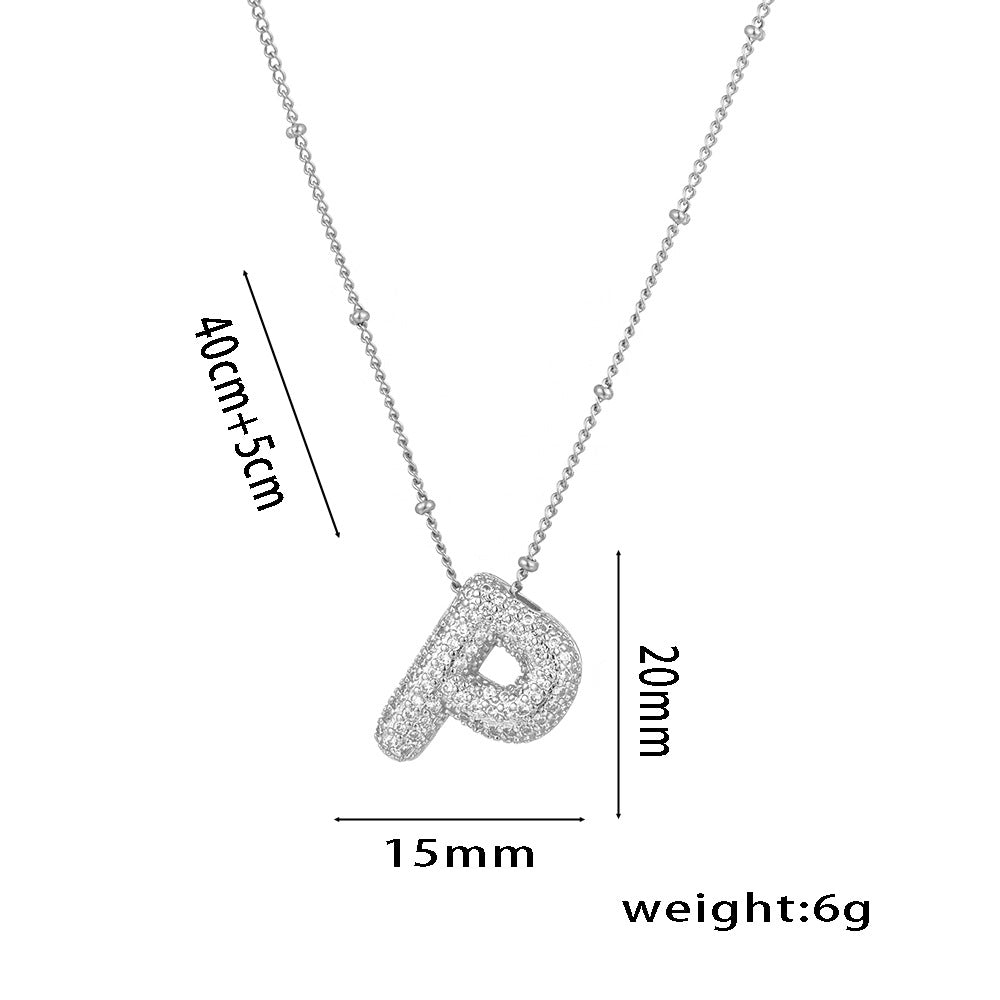 New European and American Micro-inlaid Zircon 26-letter Pendant Necklace Copper-plated 18K Gold Fashion Versatile Classic Jewelry