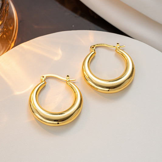 Japan and Korea fashion simple earrings women's personality temperament circle round ear buckle earrings Spot wholesale