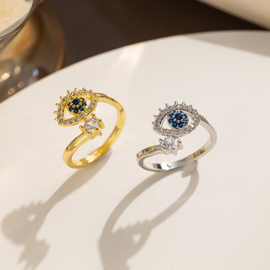 Devil's Eye Ring Niche Premium Light Luxury Zircon Ring Personality Simple Premium Ring