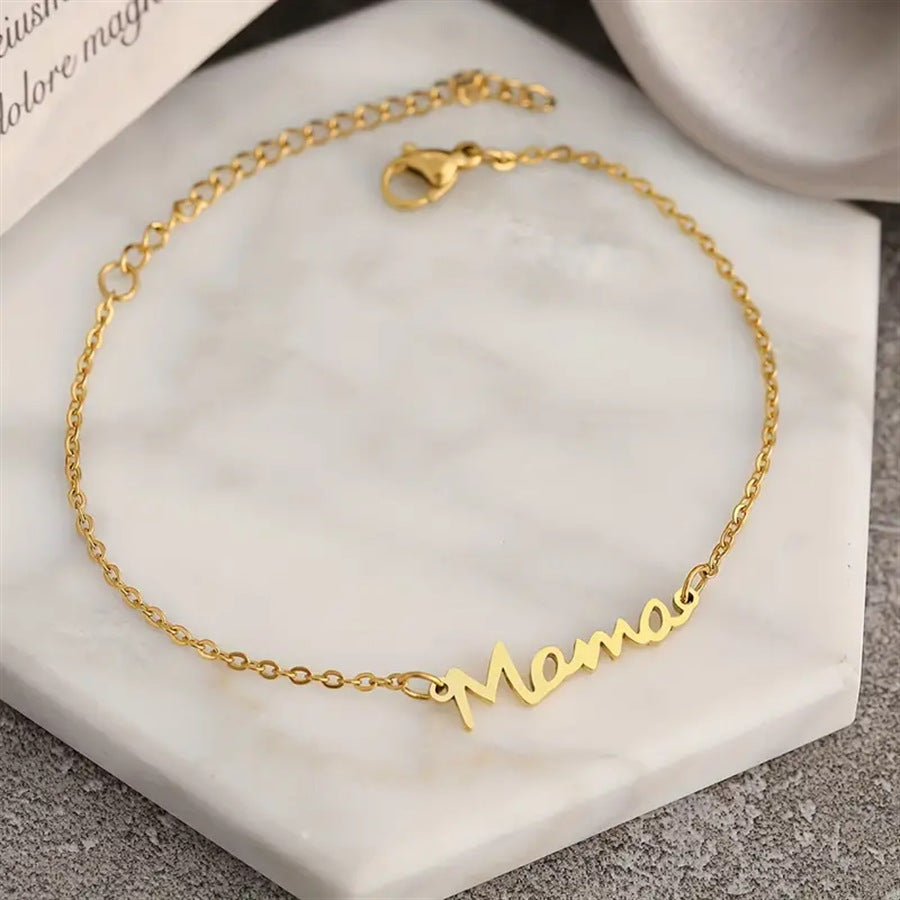 Stainless Steel Letter Bracelet European and American Fashion Personalized Bracelet Mother's Day Gift