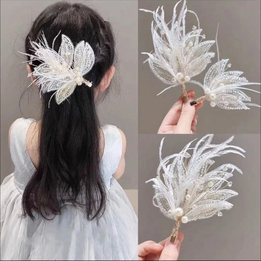 Girls Fairy Feather Hairpin Headgear Bridal Wedding Hair Accessories Daily Photography June 1 Performance Catwalk Accessories Hairpin