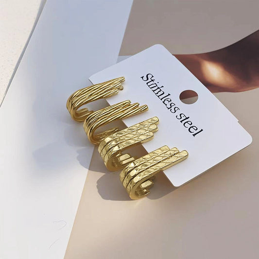 New European and American Earrings Light Luxury High-end Ear Jewelry Ins Titanium Steel U-shaped Ear Buckle