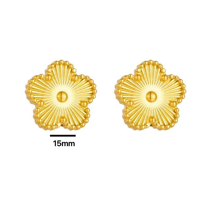Simple Temperament Five-leaf Flower Jewelry Set, Four-leaf Clover Laser, Titanium Steel Plum Blossom Fashion Versatile Internet Celebrity Tide Jewelry