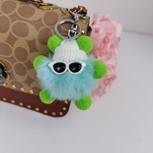Glasses Coal Bulb Keychain Pendant Cartoon Doll Car Keychain Colored Plush Elf Bag Pendant