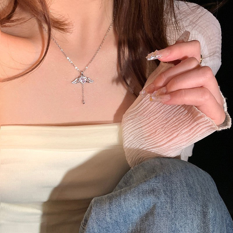 925 Silver Love Necklace Women's Summer High Sense Design Sense Niche Light Luxury Collarbone Chain Neck Chain