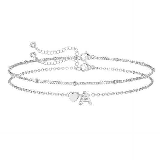 New Peach Heart 26 Letter Bracelet, Summer Beach Love Letter Pendant Bracelet