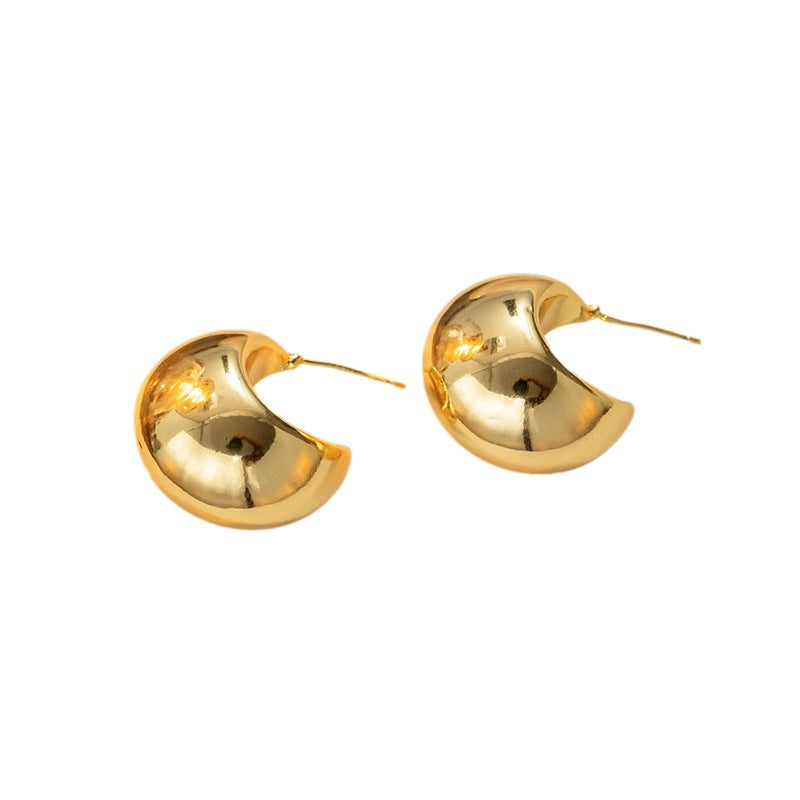 Titanium steel material, real gold electroplated adzuki bean earrings temperament Korea same ins earrings earrings earrings European and American style