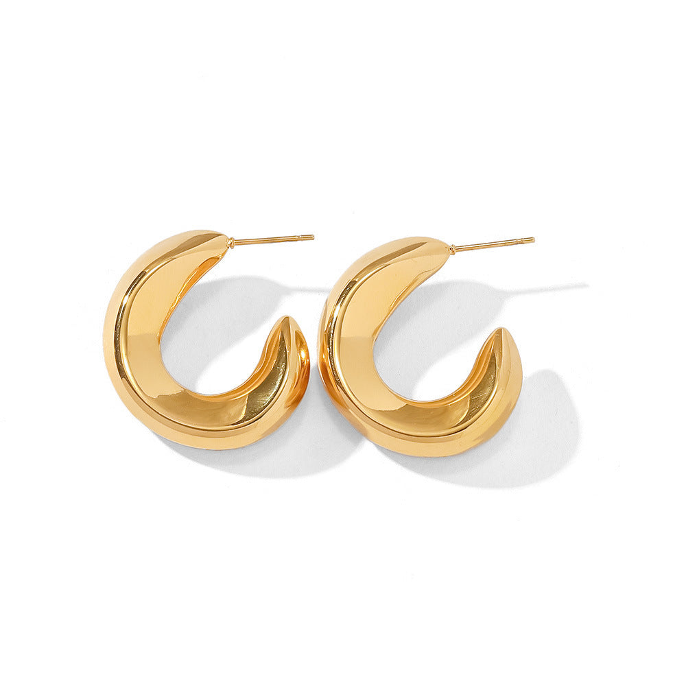 European and American minimalist C-shaped earrings ins wind, simple and small C-shaped titanium steel, earrings ins cold wind earrings earrings