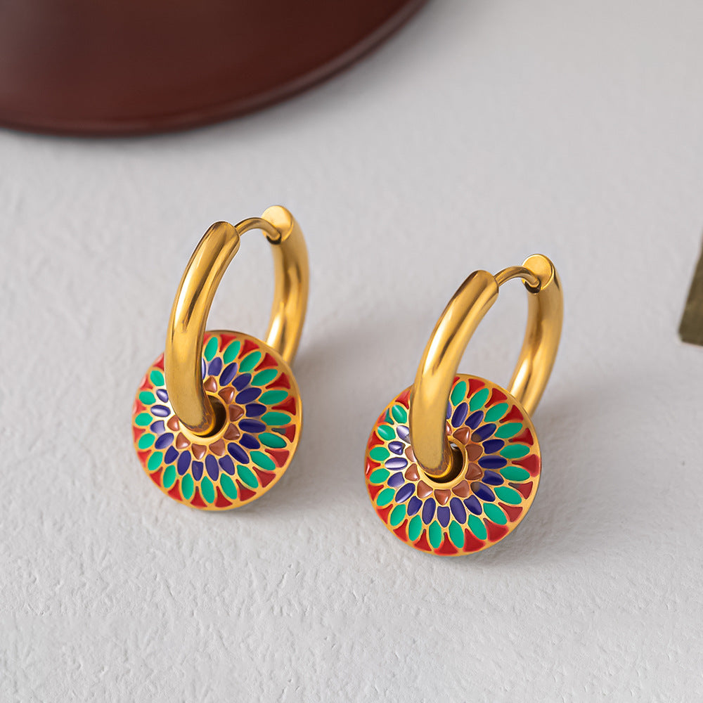Simple 18k Gold-plated Stainless Steel Circle Earrings Simple Gold-plated Men's and Women's Models