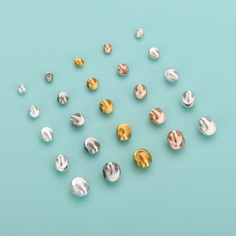 S925 Sterling Silver Cat Eye Beads Loose Beads Brushed Beads, Braided Rope Beaded DIY Bracelet Bracelet Material Jewelry Accessories