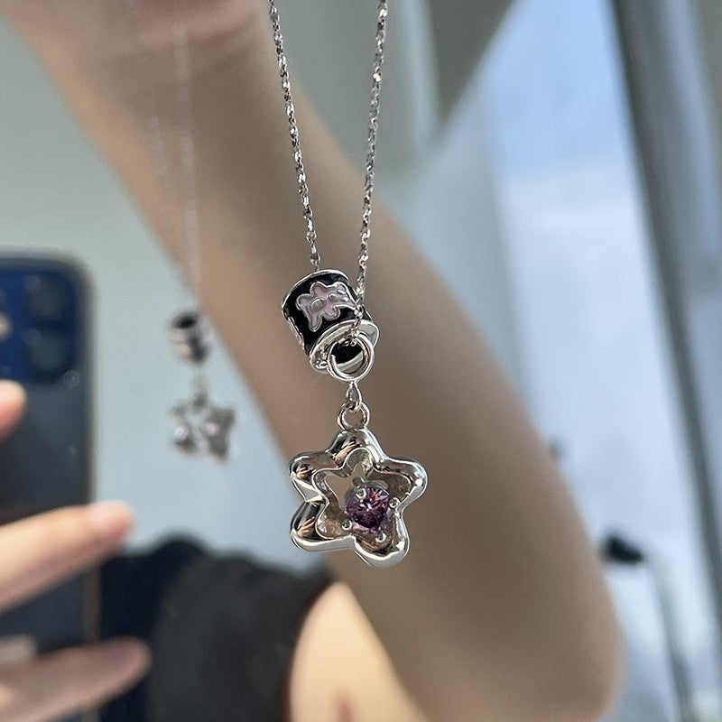 925 Silver Love Necklace Women's Summer High Sense Design Sense Niche Light Luxury Collarbone Chain Neck Chain