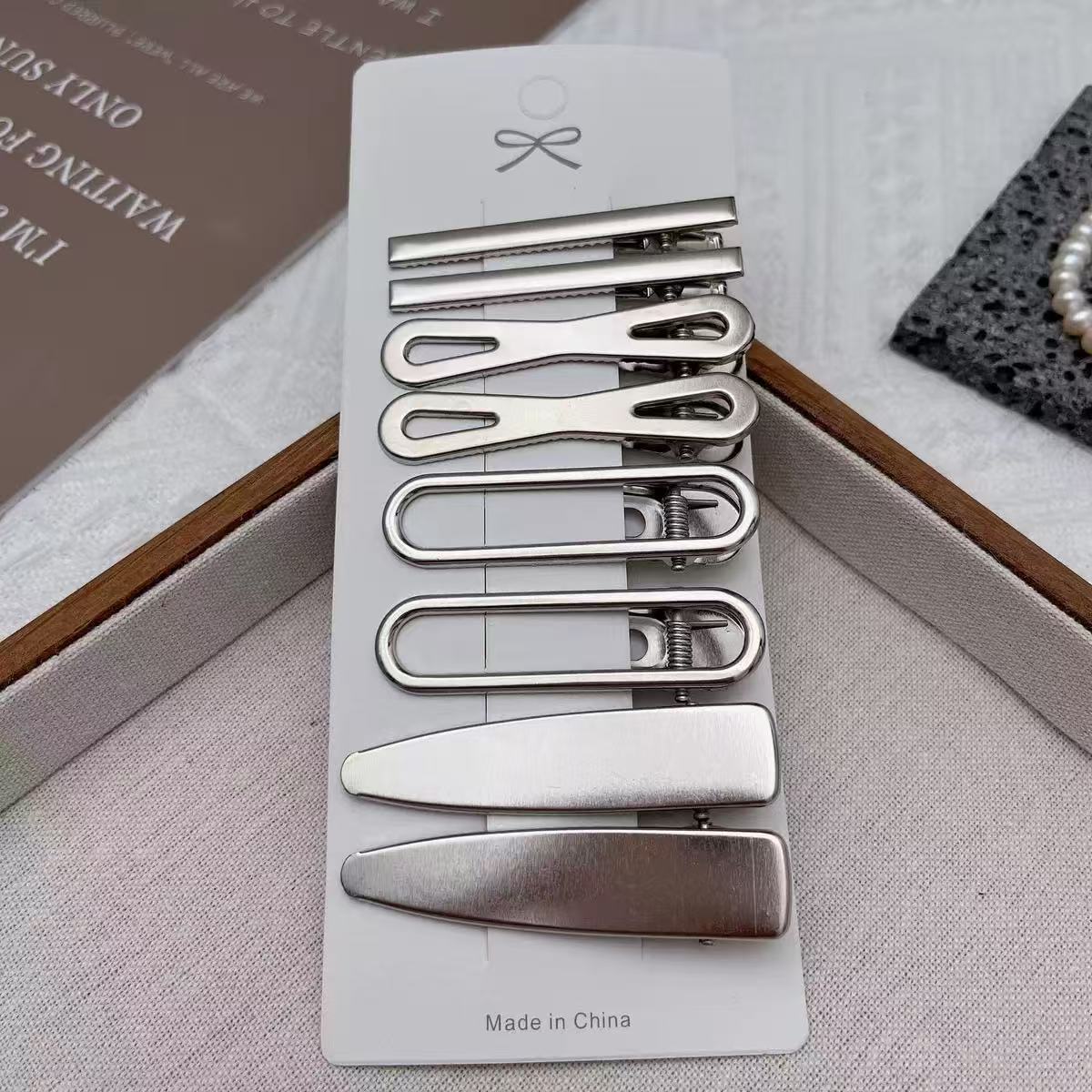 Metal Hairpin Side Broken Hair Bangs Hairpin Spice Girl Hair Accessories Silver Bangs Clip Set Internet Celebrity Side Clip One-word Clip