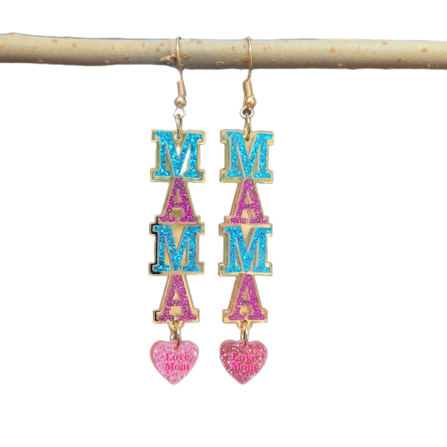European and American New Mother's Day Splicing Acrylic MOM MAMA Letter Love Earrings Holiday Gift Earrings