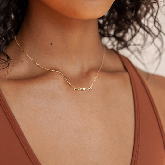 18K Gold Non-fading Stainless Steel Mama Necklace Neck Chain Parent-child Gift Mother's Day Gift Love Mom Necklace