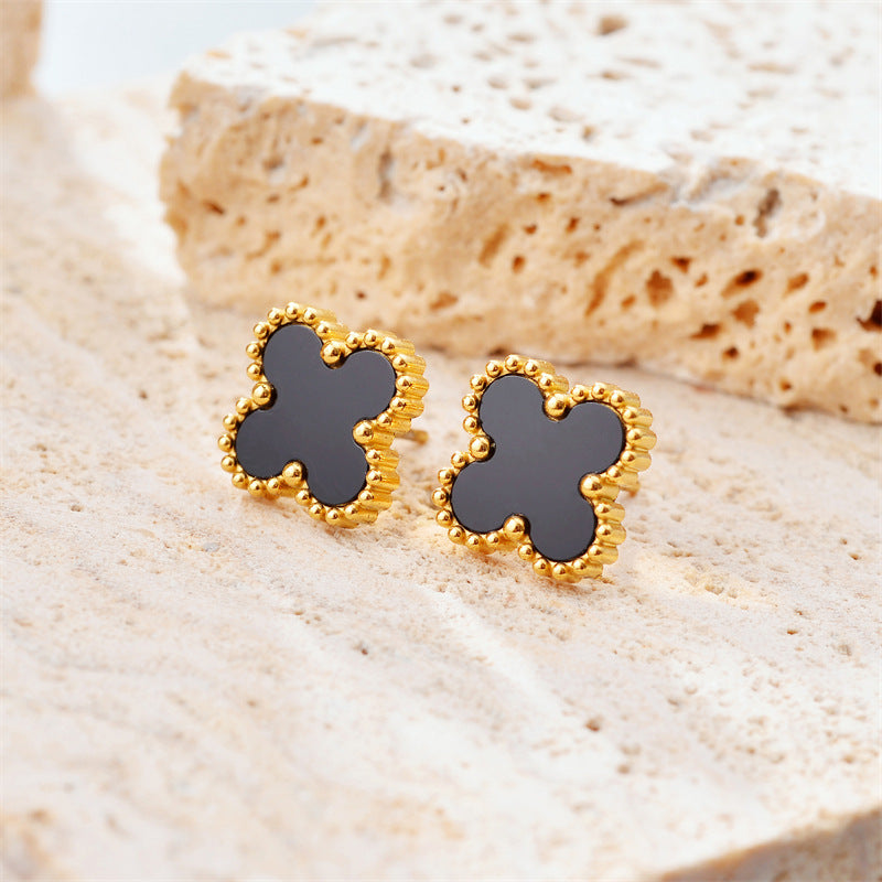 Fashion Titanium Steel Does Not Fade Short Ear Buckle Simple Geometric Rose Gold Earrings Stud Earrings