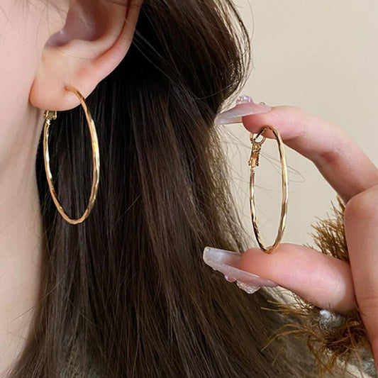 Large Circle Earrings 925 Plain Circle Personality Exaggerated Cold Wind Temperament Earrings Women