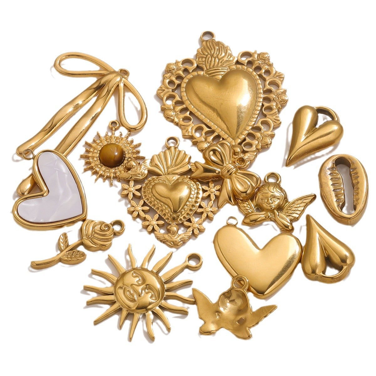 Stainless Steel New Personalized Retro Three-dimensional Sun Love Pendant DIY Stainless Steel Necklace Accessories Wholesale