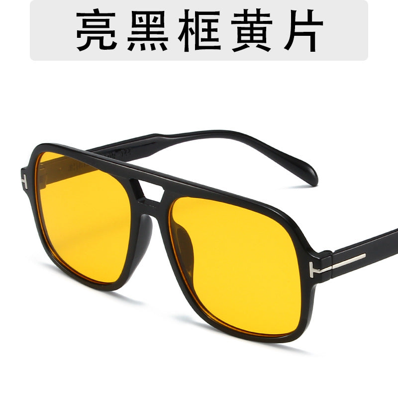 Wholesale Large Frame Glasses Overseas Fashion Texture Matching Sunglasses Spring New Double Beam Sunglasses