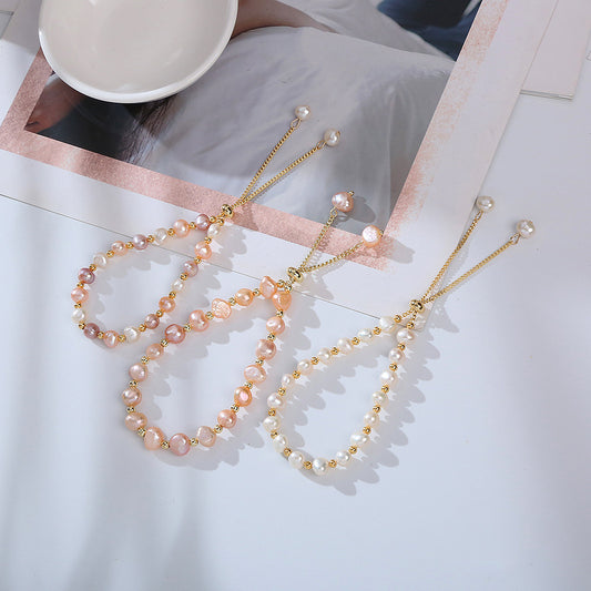 Baroque Freshwater Pearl Girlfriend Bracelet Alien 14k Gold Retro Bracelet Ins Internet Celebrity Bracelet