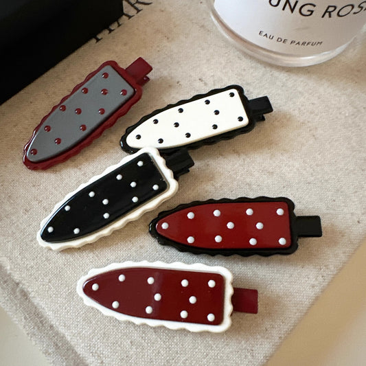 New Retro Polka Dot Double-layer Seamless Clip Bangs Clip Girl Simple Hairpin Side Versatile Temperament Hairpin Hair Accessories