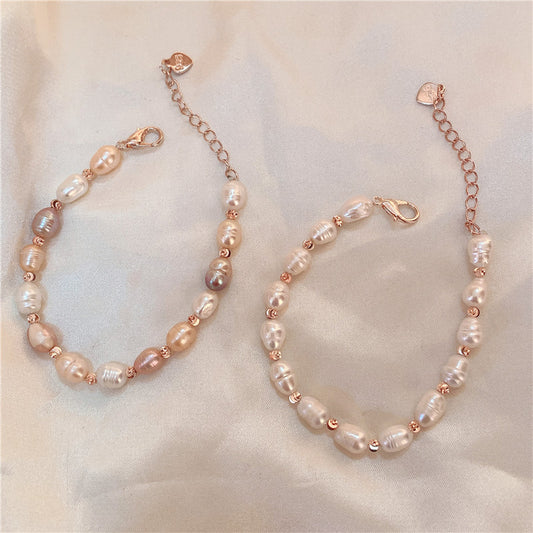 Baroque Natural Freshwater Pearl Bracelet Women, New Retro French Gentle Ins Style Niche Design Jewelry