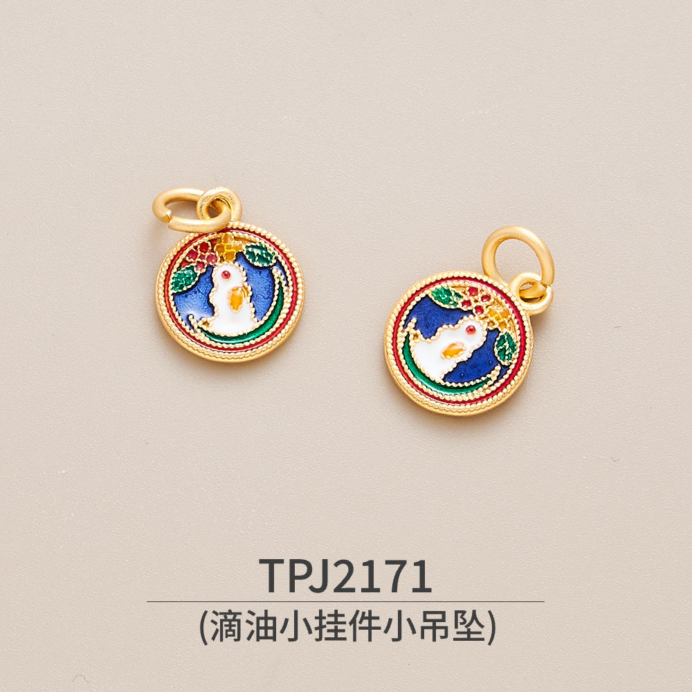 Copper, Ancient Gold, Color-preserving Dripping Oil, Small Pendant, Small Pendant, National Style Bracelet, Bracelet, Jewelry Accessories, Peace Talisman, Lucky Character