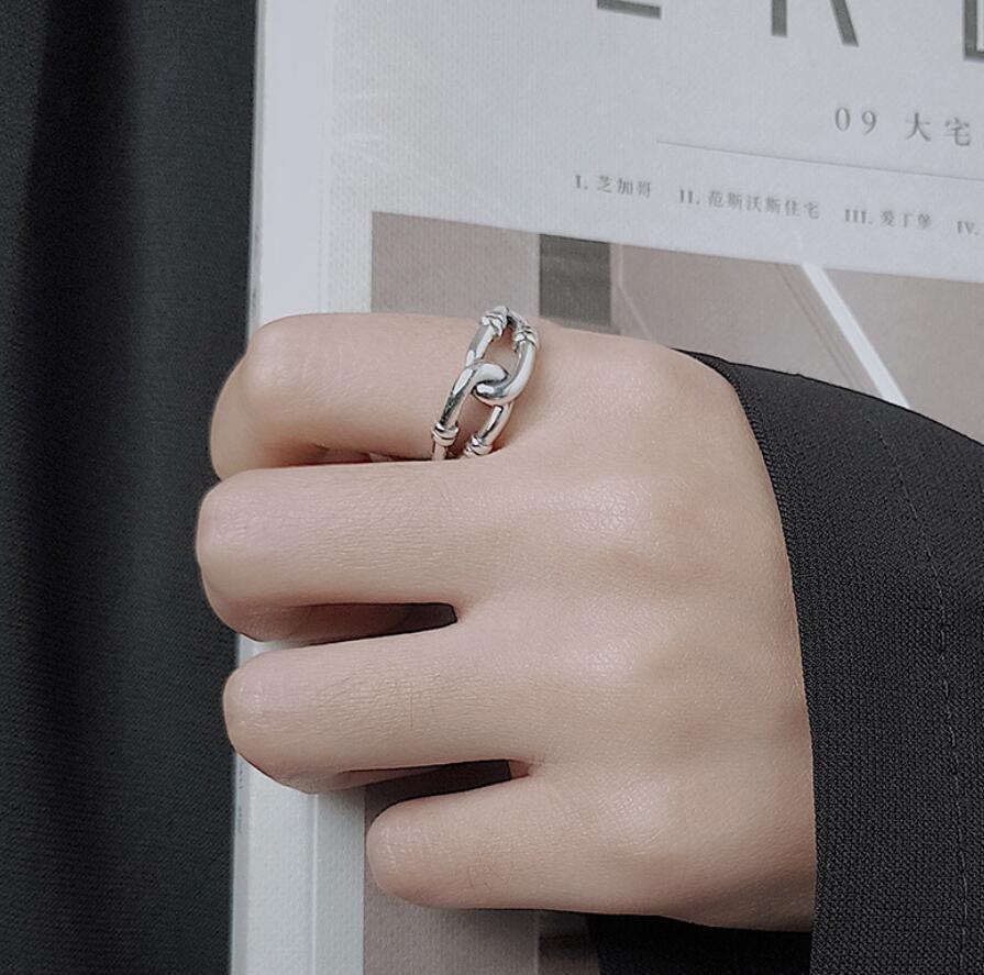 925 Sterling Silver Ring Retro Thai Silver Love English Letter Hollow Index Finger Ring Niche Design Cold Wind Light Luxury