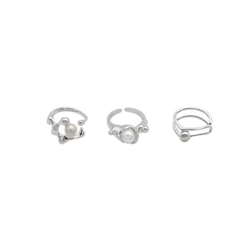 Pearl Ring Women's Irregular Niche High Sense Retro Index Finger Ring Fashion Light Luxury Versatile Ring