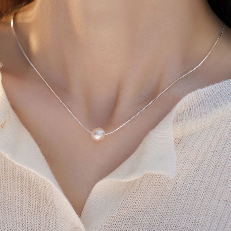 925 Silver Luck Pearl Necklace Female Butterfly Cold Light Luxury Flash Diamond Ins Wind Niche Collarbone Chain