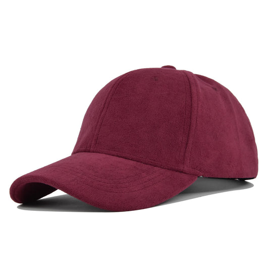 Imitation Suede Solid Color Hard Top Baseball Hat Simple Lamb Wool Cap Outdoor Sports Cap Curved Brim Shade