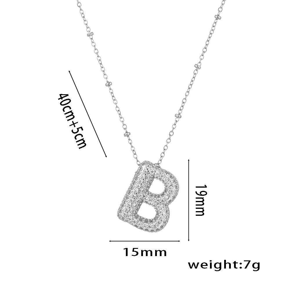 New European and American Micro-inlaid Zircon 26-letter Pendant Necklace Copper-plated 18K Gold Fashion Versatile Classic Jewelry
