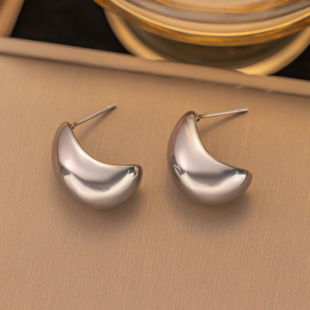 Simple 18k Gold-plated Stainless Steel Circle Earrings Simple Gold-plated Men's and Women's Models