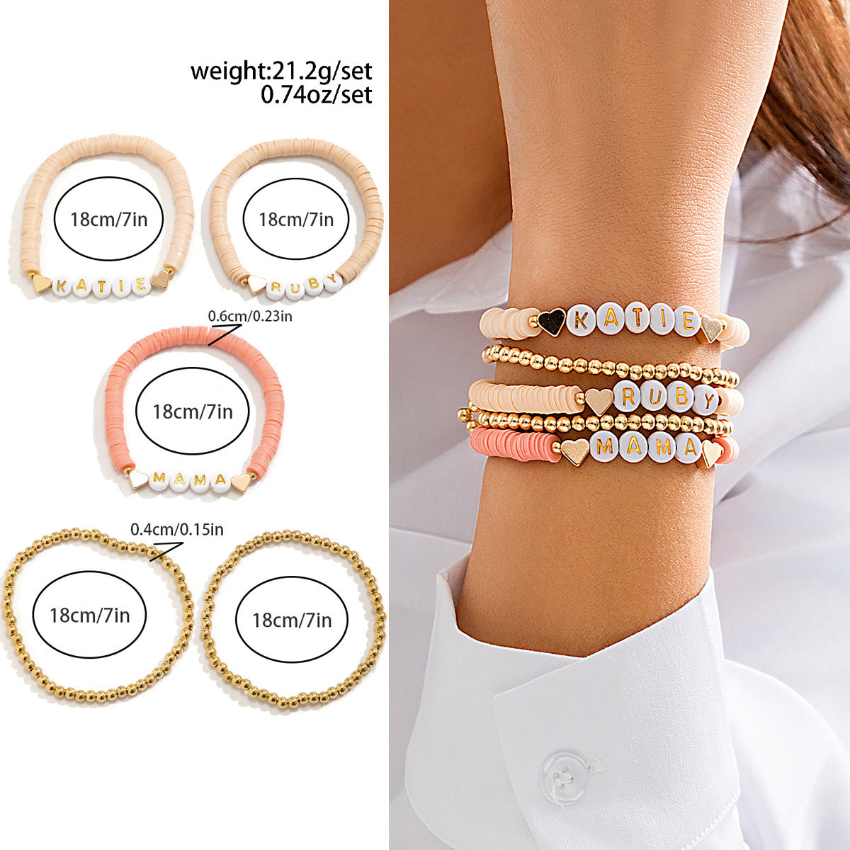 European and American Mother's Day Mother's Day Letter Bracelet Set, Versatile Gifts To Commemorate Mom Beaded Jewelry Women