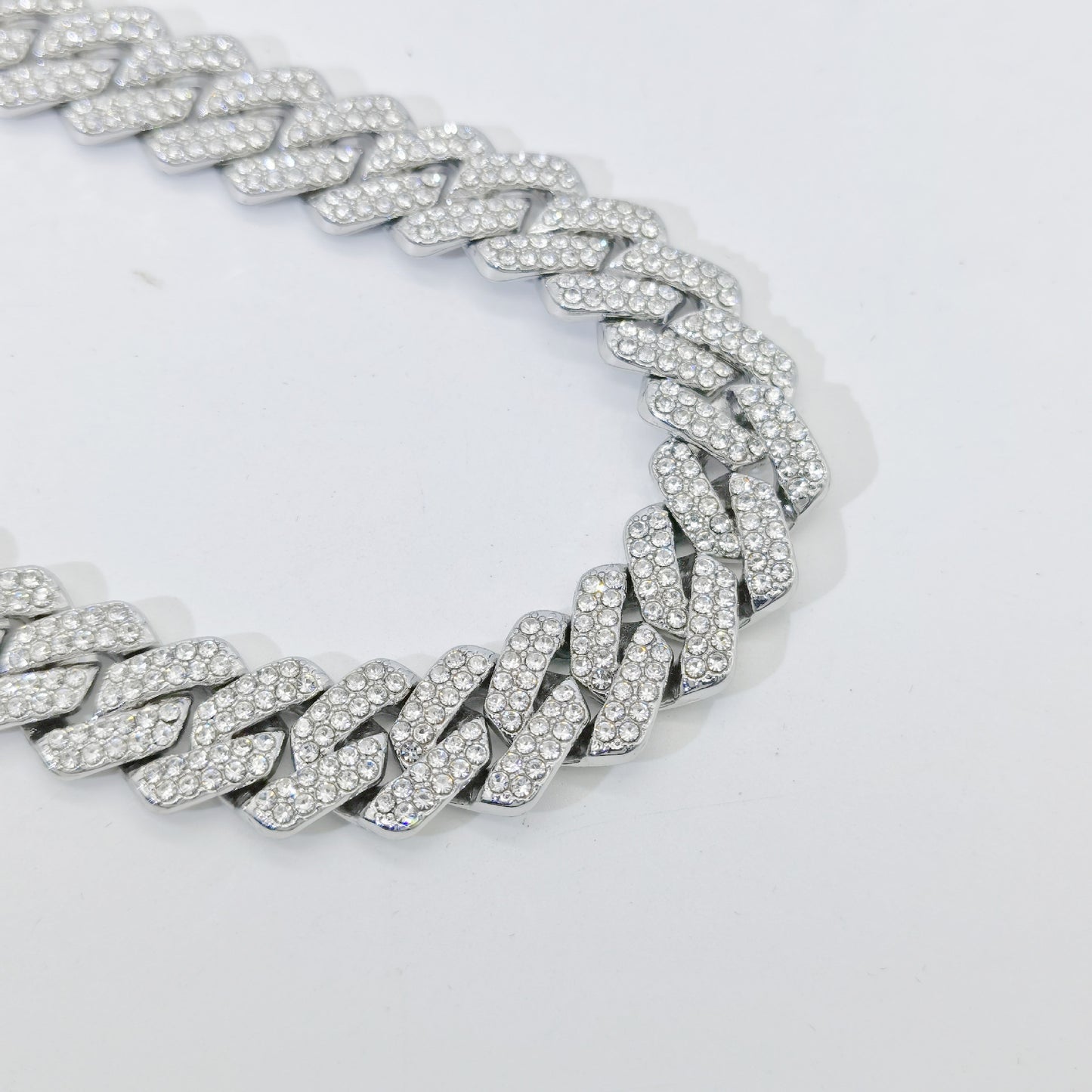 European and American Alloy Cuban Chain Full Diamond High Quality 14mm Rhombus Full Diamond Men's Hip Hop Wind Necklace