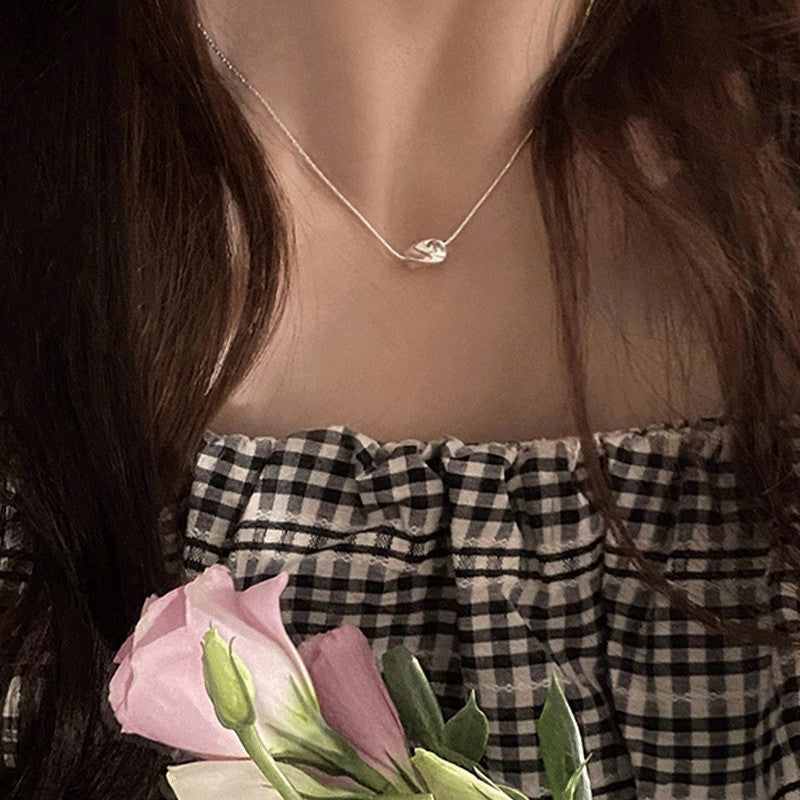925 Silver Luck Pearl Necklace Female Butterfly Cold Light Luxury Flash Diamond Ins Wind Niche Collarbone Chain