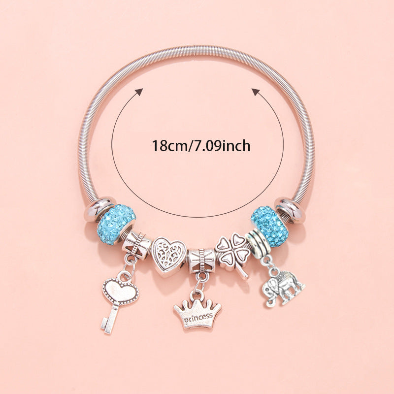 Explosive DIY Pink Love Pendant Bracelet Light Luxury Point Diamond Jewelry Temperament Versatile Bracelet Wholesale