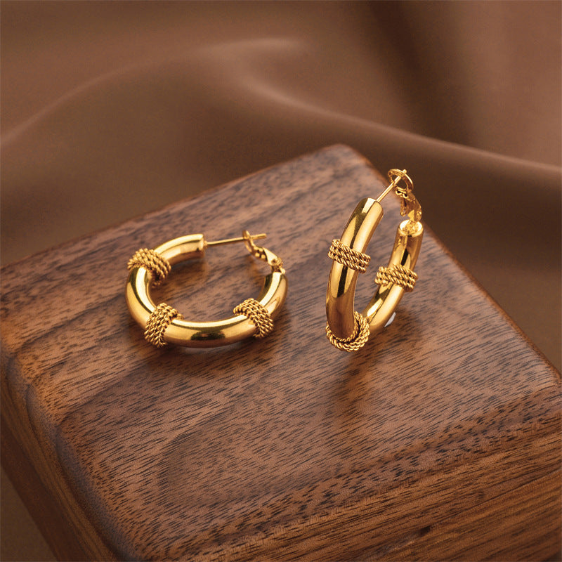 Fashion Titanium Steel Does Not Fade Short Ear Buckle Simple Geometric Rose Gold Earrings Stud Earrings