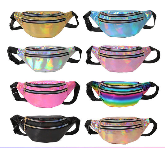 New Summer Men and Women Laser Fanny Pack Outdoor Glossy Sports Breast Bag Multi-functional Messenger Bag