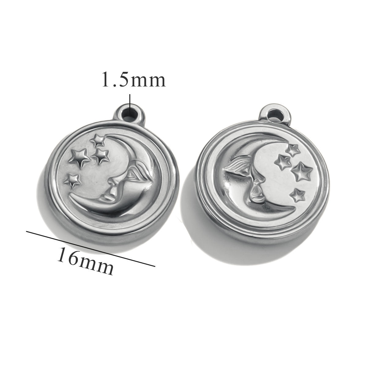 Vintage European and American Stainless Steel Smiley Face Sun and Moon Pendant, Titanium Steel DIY Pendant Necklace Handmade Accessories