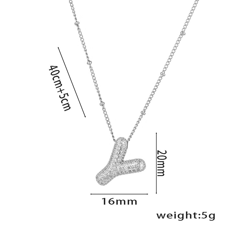 New European and American Micro-inlaid Zircon 26-letter Pendant Necklace Copper-plated 18K Gold Fashion Versatile Classic Jewelry